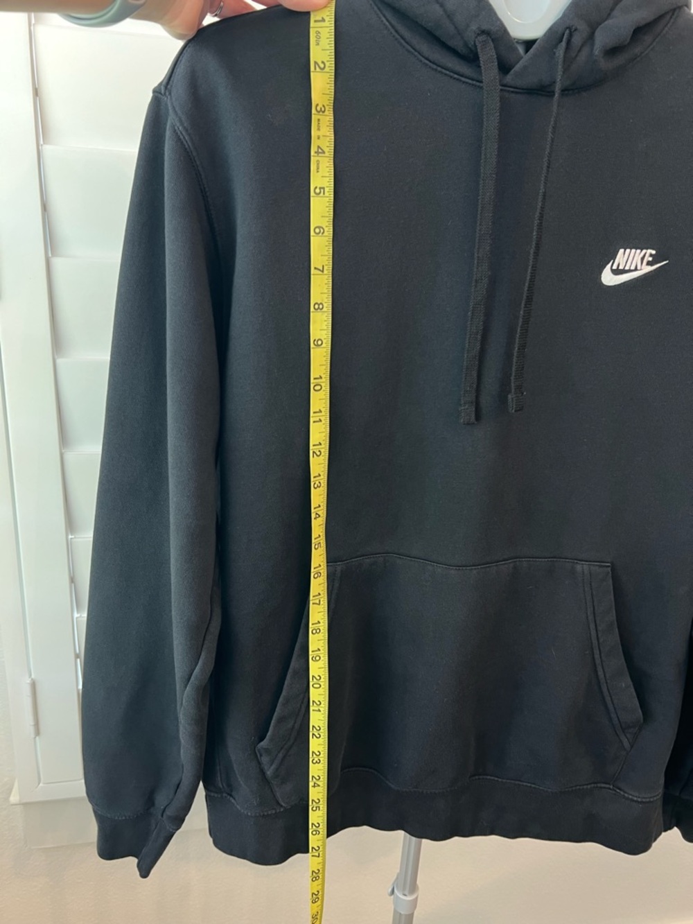 Nike club fleece Black Pullover Hoodie with White Swoosh - Picture 6 of 8